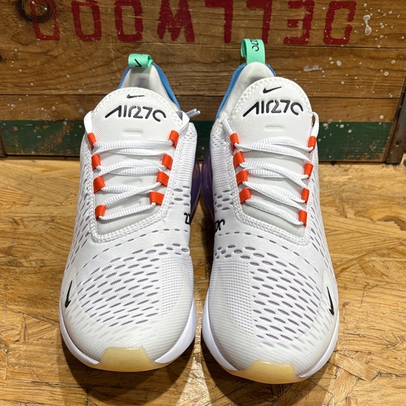 Nike Air Max 270 White with Blue and Purple Accents - Picture 2 of 6